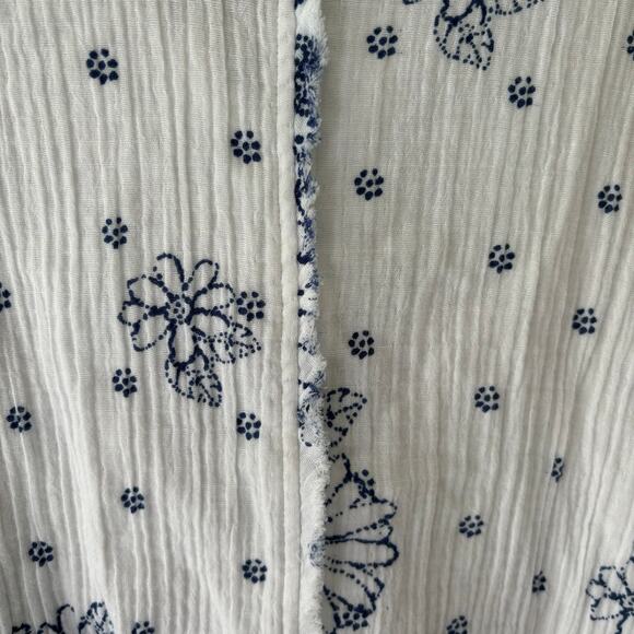 Habitat Floral Crinkled Cotton Button Front Shirt Lagenlook Size Small - Picture 8 of 10